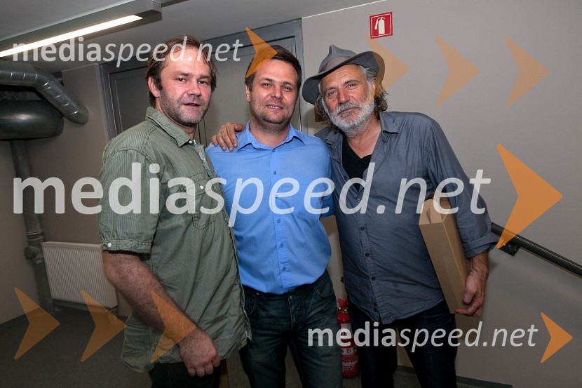 Jure Ivanušič, igralec in glasbenik, Boštjan Lesjak, PR festivala ter Rade Šerbedžija, igralec in pevec12. festival letni oder Ruše, koncert Rade Šerbedžija in Jure Ivanušič