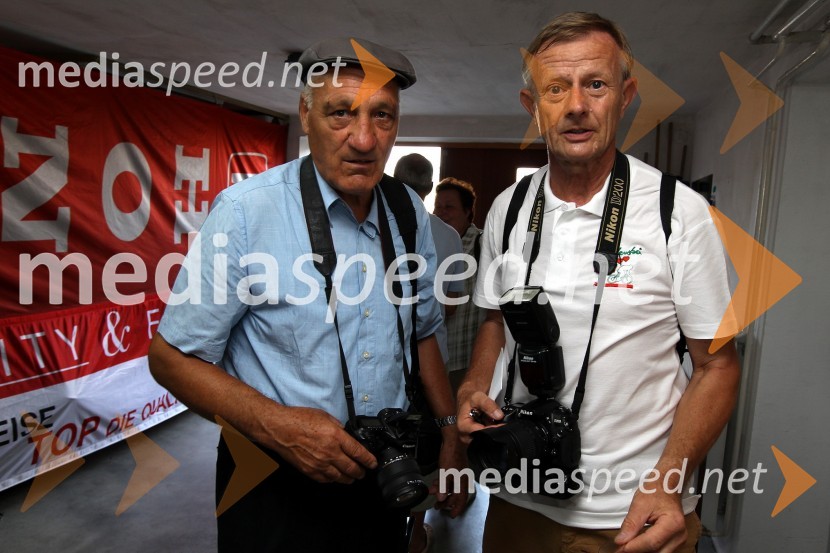 Ludvik Kramberger in Dani Mauko, fotoreporterjaAlbert Kocmut, otvoritev spominske speedway sobe
