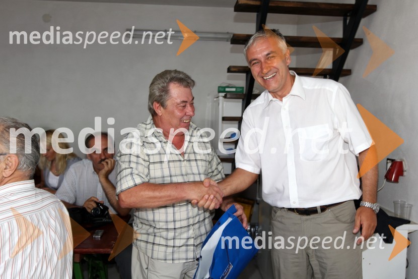 Albert Kocmut in Danijel Starman, predsednik AMZSAlbert Kocmut, otvoritev spominske speedway sobe