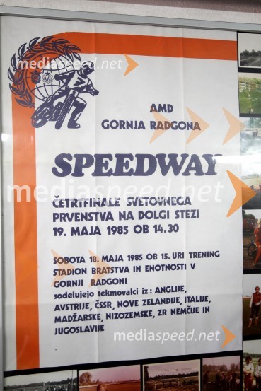 Plakat zadnje dirke SP v Gornji RadgoniAlbert Kocmut, otvoritev spominske speedway sobe
