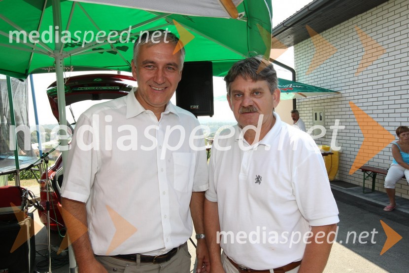 Danijel Starman in Boris KotnjekAlbert Kocmut, otvoritev spominske speedway sobe