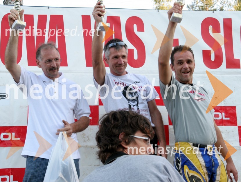 Zmagovalni oder v razredu veterani: Silvin Vesenjak (Enduro sport Maribor), Janez Juhant (Enduro sport Maribor) in Boštjan Kermavner (MK Notranjska)MOTOKROS, 6. dirka za DP, Orehova vas