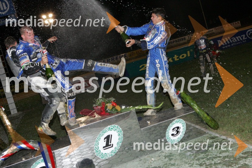 Aleš Kraljič in Matej Žagar, AMTK Ljubljana ter Jurica Pavlic, SK Unia Goričan HrvaškaSPEEDWAY, 3. dirka ekipnega DP Slovenije, Hrvaške in Avstrije