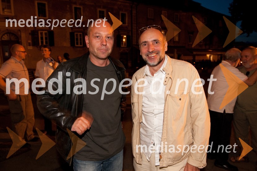 Milko Lazar, avtor glasbe in Vasilij Meljnikov, violinistLaila, premiera v Lutkovnem gledališču Ljubljana