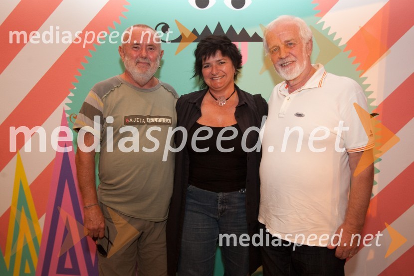 Aco Šunjič, producent Lutkovnega gledališča v Ljubljani, Zoran, predsednica sveta SNG Nova Gorica in Mitja Meršol, nekdanji urednik DelaLaila, premiera v Lutkovnem gledališču Ljubljana