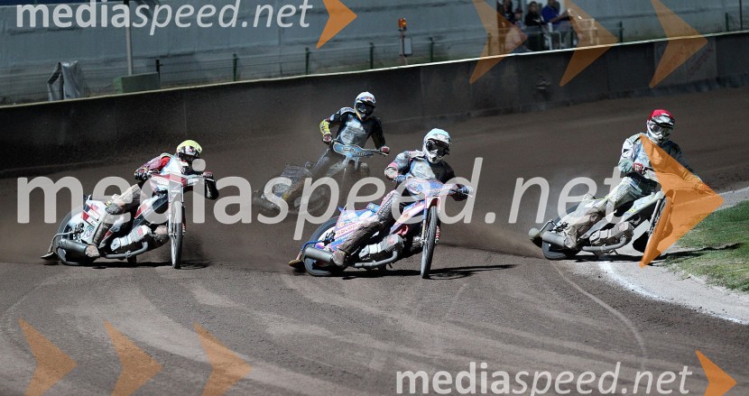 Denis Štojs (AMD Krško), Matija Duh (AMD Krško), Aleš Kraljič (AMTK Ljubljana) in Renato Cvetko (SK Unia Goričan)Speedway, državno prvenstvo posameznikov Slovenije in Hvaške, 4. dirka - finale