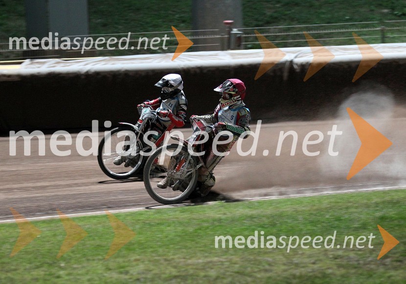 Denis Štojs (AMD Krško) in Samo Kukovica (AMD Krško)Speedway, državno prvenstvo posameznikov Slovenije in Hvaške, 4. dirka - finale