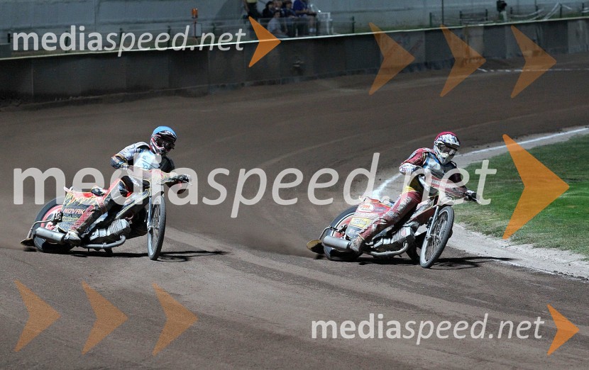 Aleksander Čonda (AMD Krško) in Dino Kovačić (SK Unia Goričan)Speedway, državno prvenstvo posameznikov Slovenije in Hvaške, 4. dirka - finale