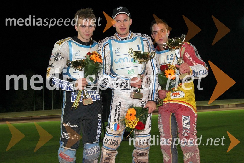 Dino Kovačić (SK Unia Goričan), 2. mesto, Matej Žagar (AMTK Ljubljana), 1. mesto in Matic Ivačič (AMD Krško), 3. mestoSpeedway, državno prvenstvo posameznikov Slovenije in Hvaške, 4. dirka - finale