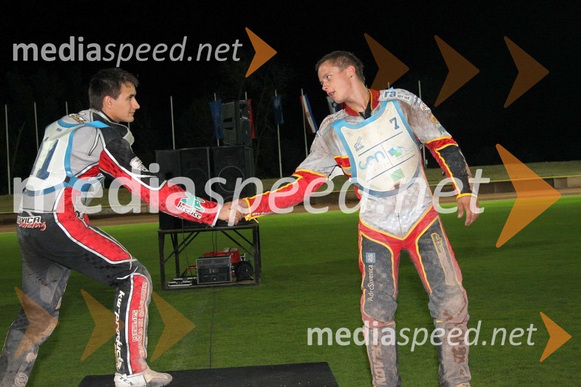 Samo Kukovica (AMD Krško) in Aleksander Čonda (AMD Krško)Speedway, državno prvenstvo posameznikov Slovenije in Hvaške, 4. dirka - finale