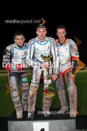 Samo Kukovica (AMD Krško), Matej Žagar (AMTK Ljubljana) in Aleksander Čonda (AMD Krško)Speedway, državno prvenstvo posameznikov Slovenije in Hvaške, 4. dirka - finale