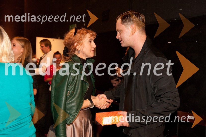 Barbara Hieng Samobor, direktorica MGL in Jurij Zrnec, igralecLjubezen in država, premiera SNG Drama Ljubljana