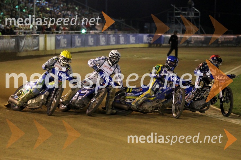 Antonio Lindback (Švedska), Matej Žagar (Slovenija), Tomasz Gollob (Poljska) in Greg Hancock (ZDA)Speedway, Grand Prix 2011, VN Hrvaške
