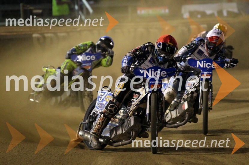 Kenneth Bjerre (Danska), Greg Hancock (ZDA) in Fredrik Lindgren (Švedska)Speedway, Grand Prix 2011, VN Hrvaške