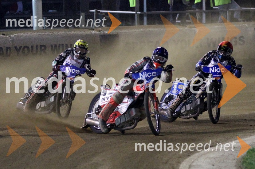 Chris Harris (Velika Britanija), Andreas Jonsson (Švedska) in Greg Hancock (ZDA)Speedway, Grand Prix 2011, VN Hrvaške