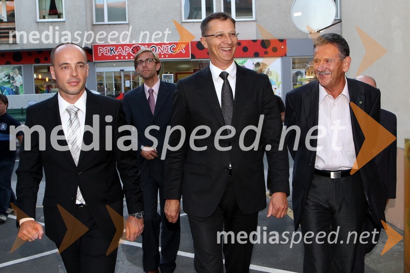 Tomaž Polak, ravnatelj Glasbene šole Gornja Radgona, Igor Lukšič, minister za šolstvo in šport ter Anton Kampuš, župan Gornje RadgoneOtvoritev novih prostorov Glasbene šole Gornja Radgona