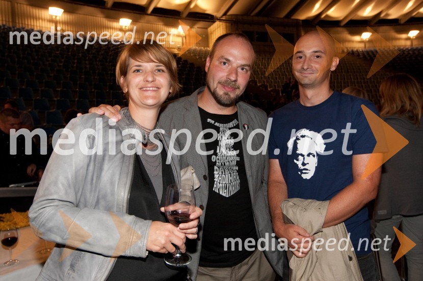 Gorazd Trušnovec, programski direktor Slovenskega filmskega festivala in Renata Zamida in Matic Majcen14. festival slovenskega filma, zaključek