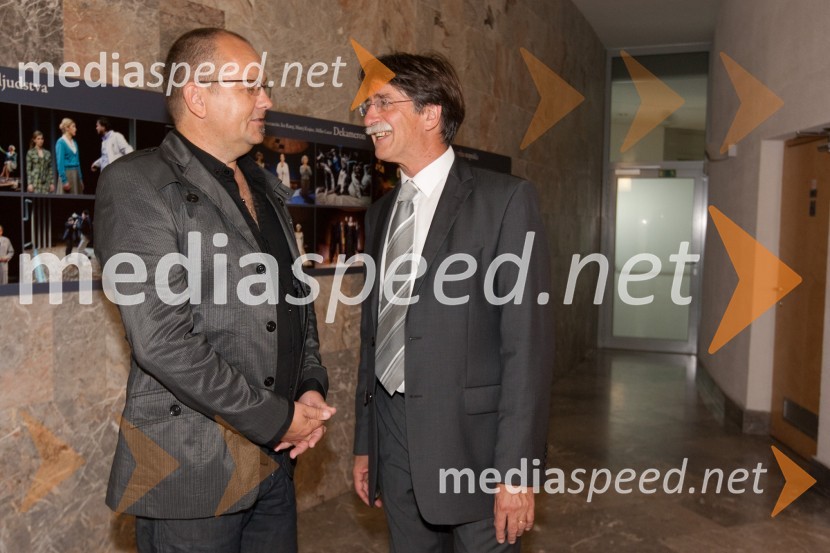 Matjaž Bric in Jožko Čuk, direktor SNG Nova GoricaHlapci, premiera v SNG Nova Gorica
