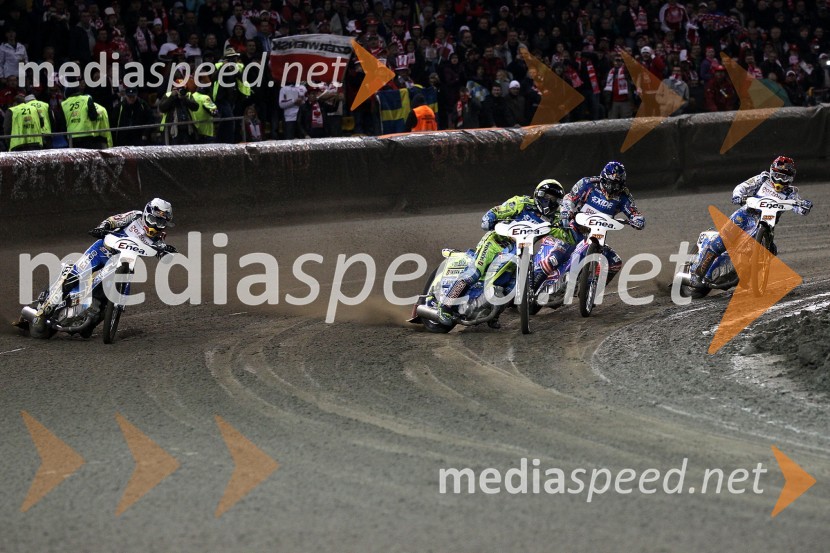 Jaroslaw Hampel, Poljska, Kenneth Bjerre, Danska, Jason Crump, Avstralija,  Emil Sayfutdinov, RusijaSpeedway, zaključek serije Grand Prix 2011, VN Poljske