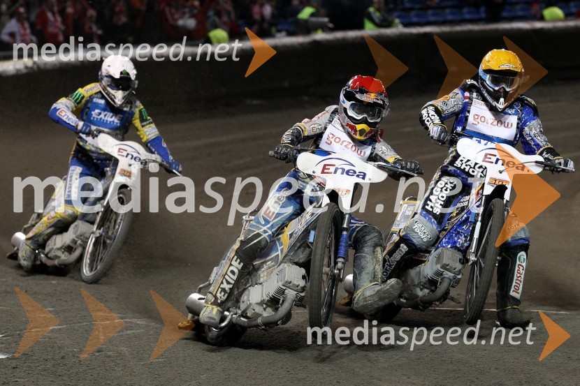 Tomasz Gollob, Poljska,  Jaroslaw Hampel, Poljska, Chris Holder, AvstralijaSpeedway, zaključek serije Grand Prix 2011, VN Poljske