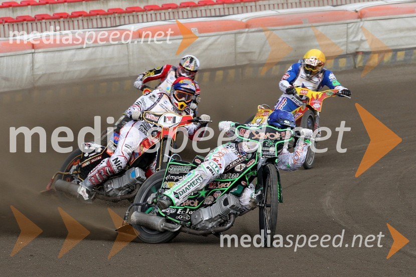 Dennis Anderson, Švedska, Piotr Pawlicki, Poljska, Patryk Dudek, Poljska in Vaclav Milik, ČeškaSpeedway, svetovno prvenstvo mladincev, finale 4