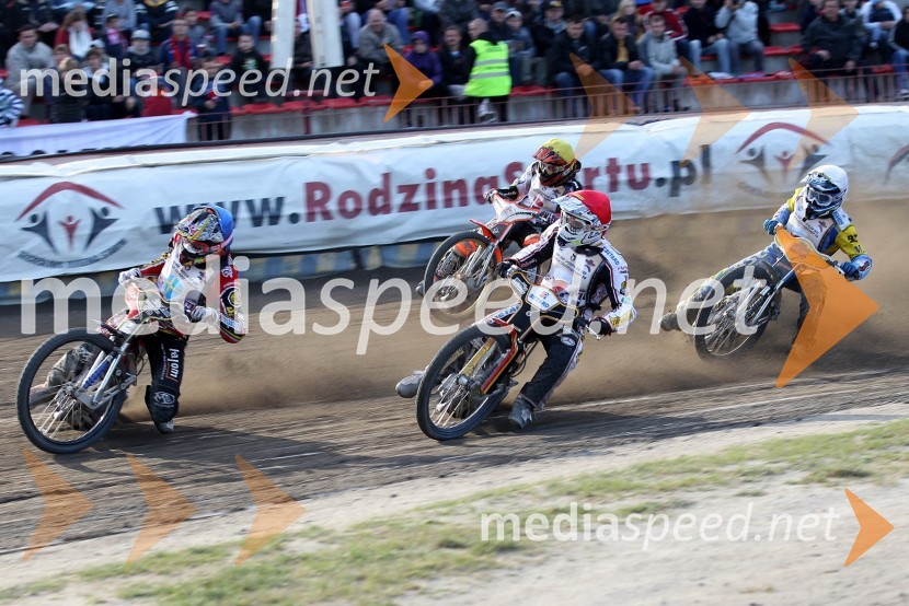 Dennis Anderson, Švedska, Mikkel Michelsen, Danska, Maciej Janowski, Poljska in Bartosz Zmarzlik, PoljskaSpeedway, svetovno prvenstvo mladincev, finale 4
