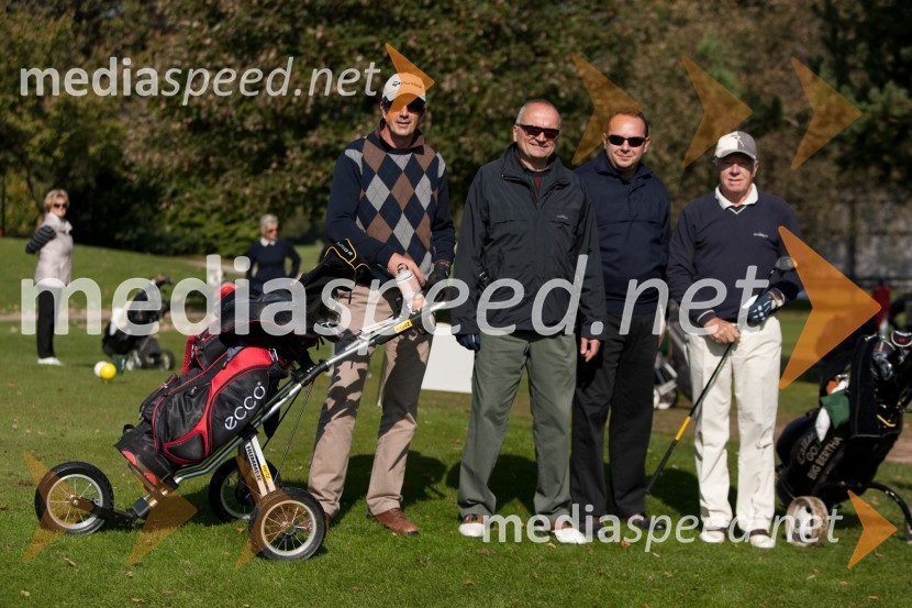 Marjan Cukrov, Veljko Karas, Mitja Lovšin in Tone VogrinecGolf turnir z Bojanom Križajem in partnerji