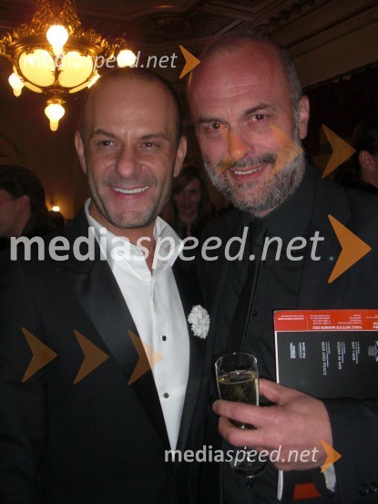 Tomaž Pandur, režiser in Janez Lombergar, direktor TV SlovenijaVojna in mir, premiera Tomaža Pandurja v HNK Zagreb