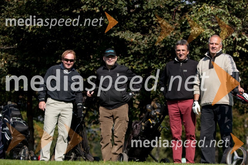 Bojan Križaj, Anton Štihele, Peter Verbič in 	Srečko MedvenGolf turnir z Bojanom Križajem in partnerji