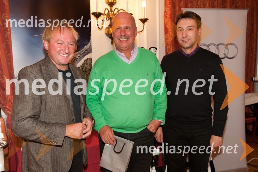 Bojan Križaj, Erwin Reichl  in Boštjan Luznar, vodja golf igrišča BledGolf turnir z Bojanom Križajem in partnerji