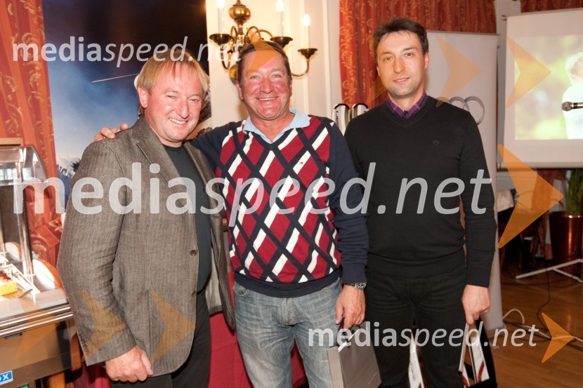 Bojan Križaj, 	Gregor Vidmar in Boštjan Luznar, vodja golf igrišča BledGolf turnir z Bojanom Križajem in partnerji