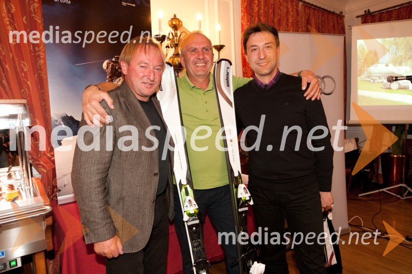 Bojan Križaj, Srečko Medven in Boštjan Luznar, vodja golf igrišča BledGolf turnir z Bojanom Križajem in partnerji
