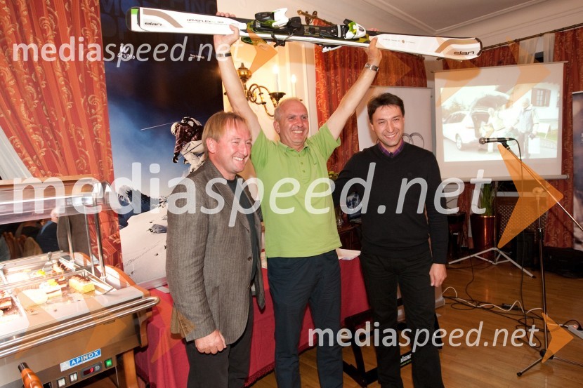 Bojan Križaj, Srečko Medven in Boštjan Luznar, vodja golf igrišča BledGolf turnir z Bojanom Križajem in partnerji