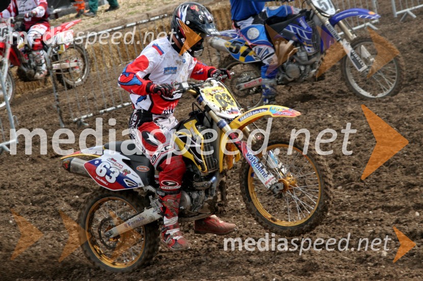 Sašo Kragelj (Slovenija) med preizkusom štartaMOTOKROS, Pokal narodov 2006, Winchester, Velika Britanija - kvalifikacije in dirka