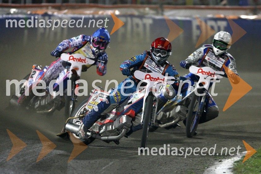 Jason Crump (Avstralija), Greg Hancock (ZDA) in Matej Žagar (Slovenija)SPEEDWAY GRAND PRIX, VN Poljske 2006, dirka