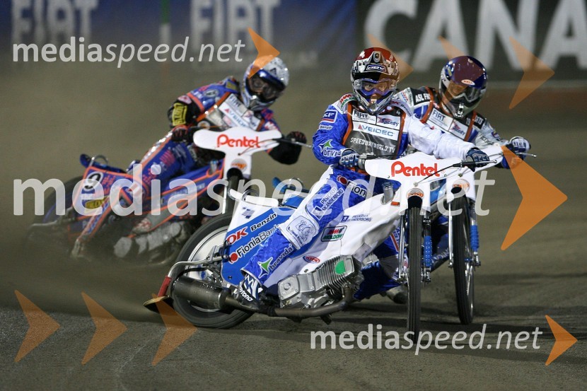 Scott Nicholls (VBR), Nicki Pedersen (Danska) in Hans Andersen (Danska)SPEEDWAY GRAND PRIX, VN Poljske 2006, dirka