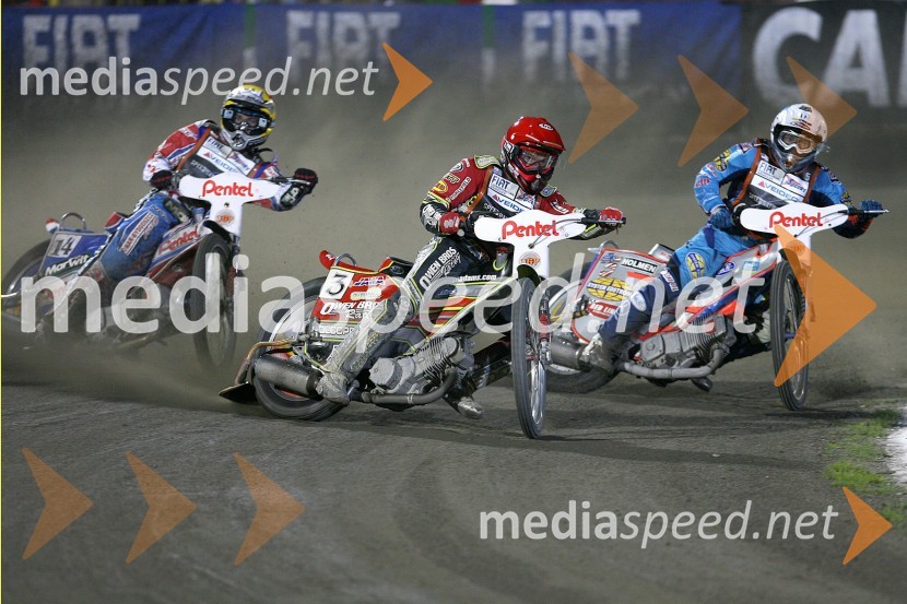 Piotr Protasiewicz (Poljska), Leigh Adams (Avstralija) in Greg Hancock (ZDA)
SPEEDWAY GRAND PRIX, VN Poljske 2006, dirka