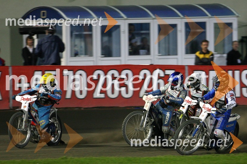 Greg Hancock (ZDA)Tomasz Gollob (Poljska), Wieslaw Jagus (Poljska) in Nicki Pedersen (Danska)SPEEDWAY GRAND PRIX, VN Poljske 2006, dirka