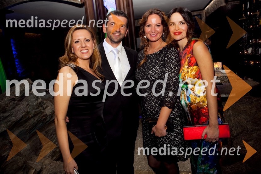 Lorena Rušin,  Area manager, Farmex Hrvaška, Zoran Gnjidić in Vanja Ljubisavljević in Severina, hrvaška pevkaSeverina in Skeyndor, predstavitev kozmetične znamke na Ljubljanskem gradu