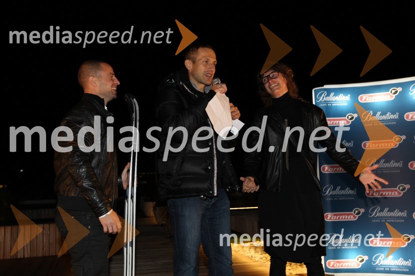 Rene Mlekuž in Jure Košir, nekdanja smučarja ter Petra BrajnikForma F+ tretji rojstni dan in Balantines party