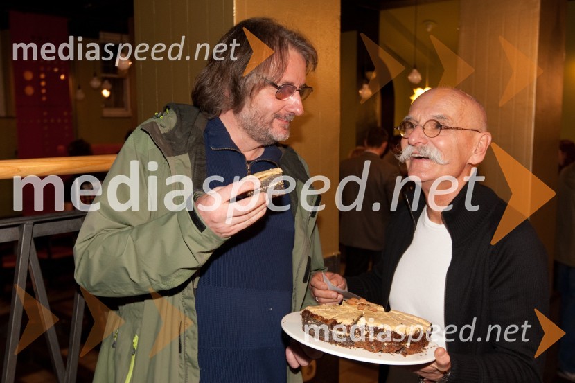 Vinko Möderndorfer, režiser in Sandi Pavlin, igralecStolp, premiera predstave v Slovenskem mladinskem gledališču