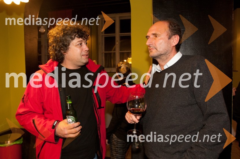 Brane Vižintin, igralec in Silvan Omerzu, režiserStolp, premiera predstave v Slovenskem mladinskem gledališču