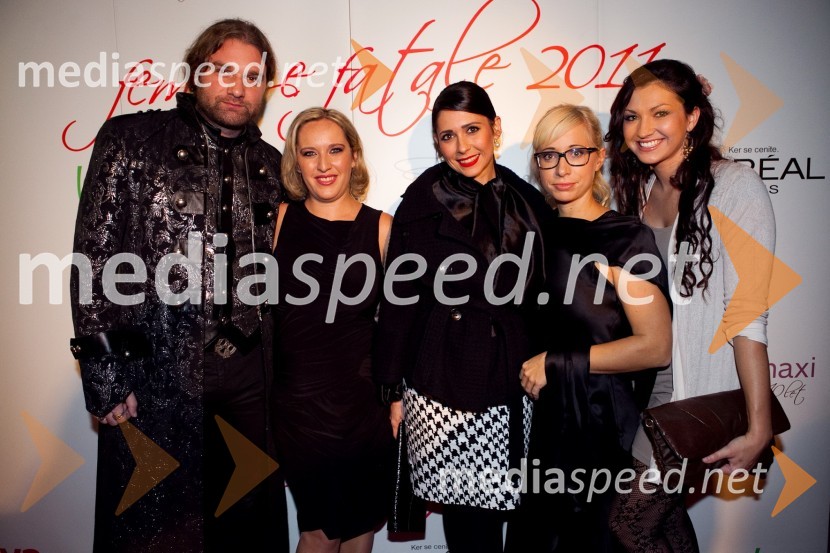 Dejan Nikolič, fotograf, Tina Guček, glavna urednica revije Eva, Tina Fabjan, Max Factor, in Katarina Štular, odgovorna urednica revije Eva in Nastja Breg, Miss Alpe Adria International 2011Femme Fatale 2011 je ... Nataša Dobelšek