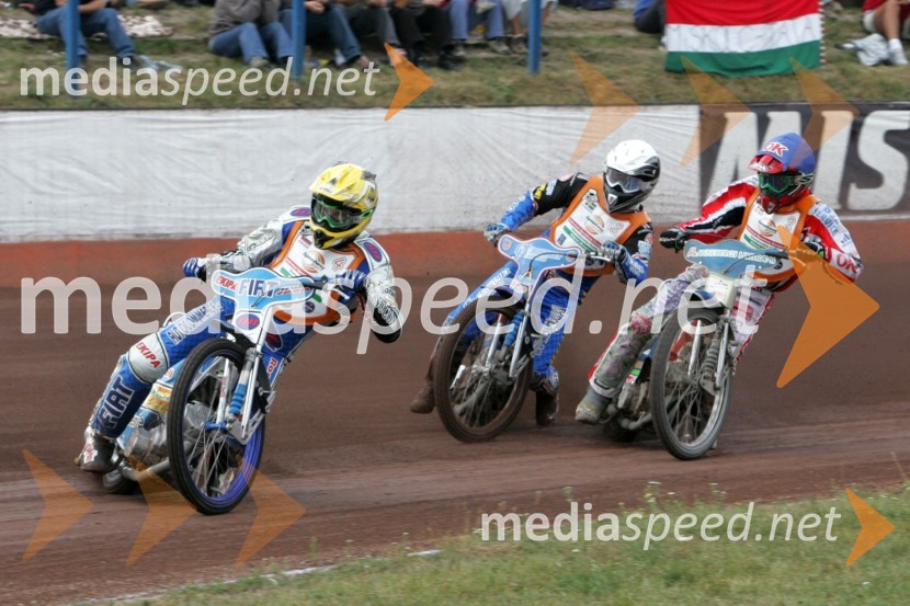Matej Žagar (Slovenija), Niklas Klingberg (Švedska) in Nicolai Klindt (Danska)SPEEDWAY Finale evropskega prvenstva med posamezniki Miškolc, Madžarska