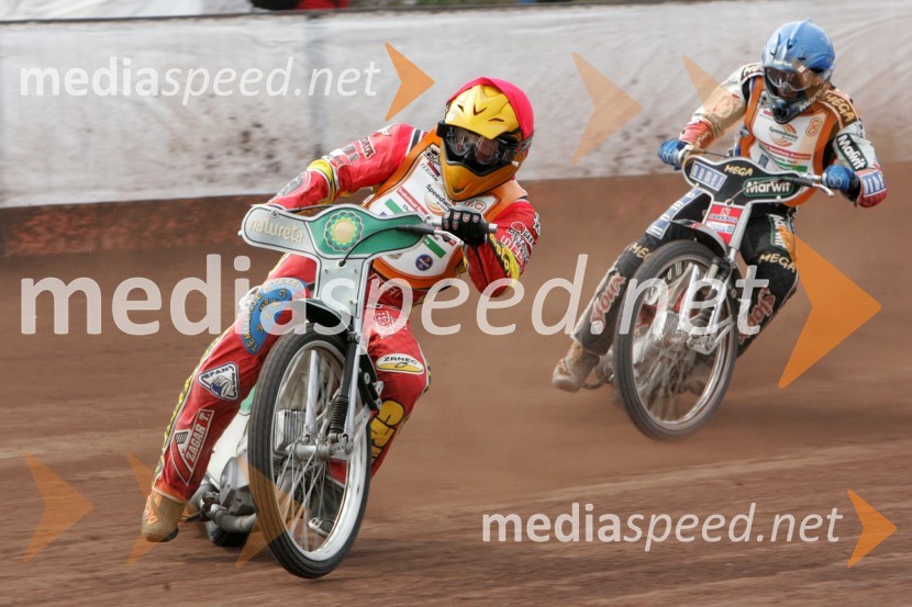 Matej Ferjan (Slovenija) in Adrian Miedzinski (Poljska)SPEEDWAY Finale evropskega prvenstva med posamezniki Miškolc, Madžarska