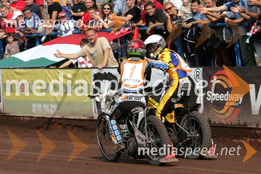 Grzegorz Walasek (Poljska) in Krzysztof Jablonski (Poljska)SPEEDWAY Finale evropskega prvenstva med posamezniki Miškolc, Madžarska
