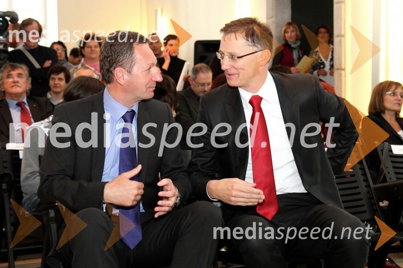 Boris Popovič, župan Kopra in  dr. Igor Lukšič, minister za šolstvo in šport ter znanost in tehnologijoInavguracija novega rektorja Univerze na Primorskem