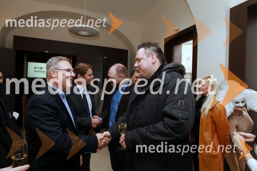 Milan Razdevšek, direktor Zavoda za turizem Maribor in Vinko Mandl, vodja posebnih projektov pri Perutnini PtujMaribor 2012, EPK - sprejem za gospodarstvenike