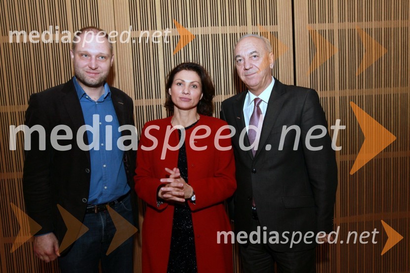 Mitja Čander, programski direktor javnega zavoda EPK Maribor 2012, Sabina Hobacher, direktorica in lastnica agencije PR Plus in Janez Ujčič, podžupan MOMMaribor 2012, EPK - sprejem za gospodarstvenike
