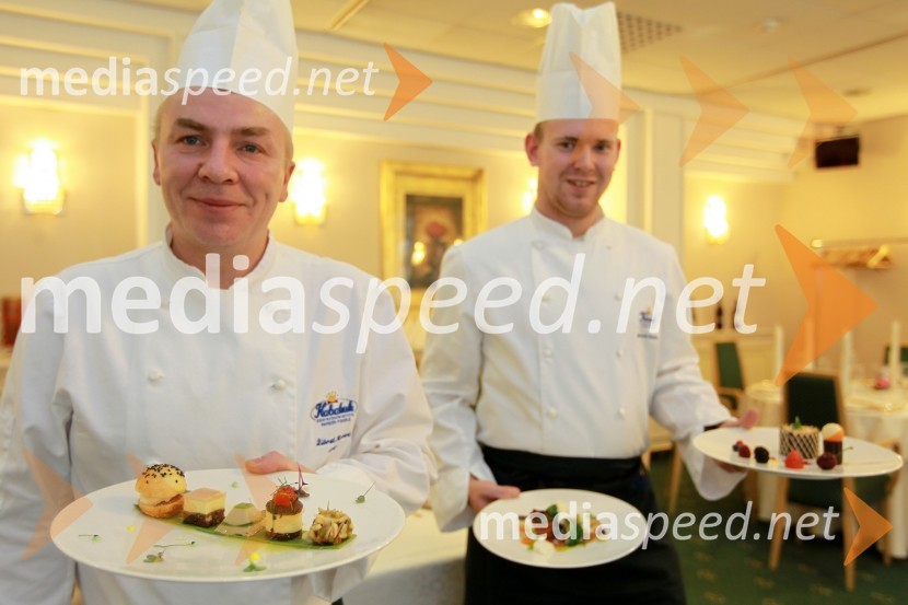 Robert Žibrat in Bojan Pliberšek, kuharja v hotelu HabakukAndrej Pust, direktor hotela Habakuk, Robert Žibrat in Bojan Pliberšek, kuharja v hotelu Habakuk